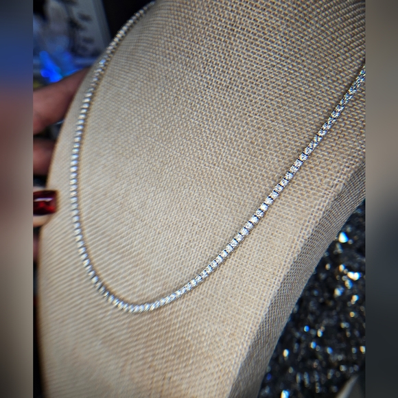 Elegant Sterling Moissanite Diamond $3690.99 MSRP 20 inch Tennis Necklace - Picture 4 of 7